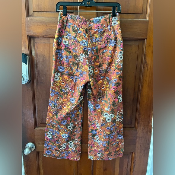 Maeve by Anthropologie Floral Crop Wide Leg Pants Size 2 Cottagecore Boho Retro - Picture 10 of 11